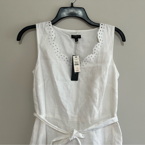 NWT Talbots Petites White Fit & Flare Cotton Eyelet Mini Dress, size 6P - Picture 2 of 11
